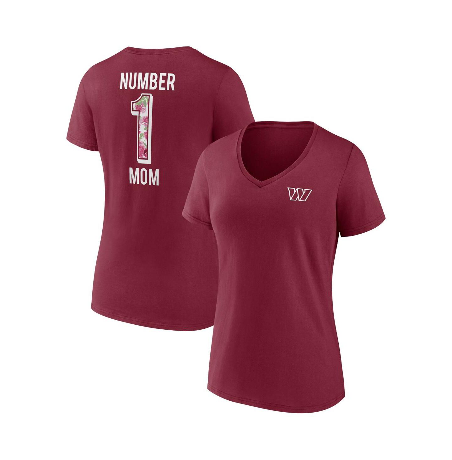 Женская футболка Fanatics Burgundy Washington Commanders Team Mother's Day V-Neck — фото 2