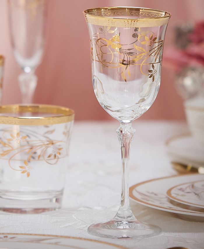 Lorren Home Trends 4 Piece Rosalia Flower White Wine Set Macy's