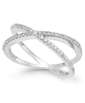 Diamond Crossover Ring in 10k White or Yellow Gold (1/4 ct. t.w.), Created for Macy's