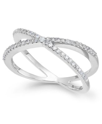 Wrapped Diamond Crossover Ring in 10k White or Yellow Gold (1/4 ct