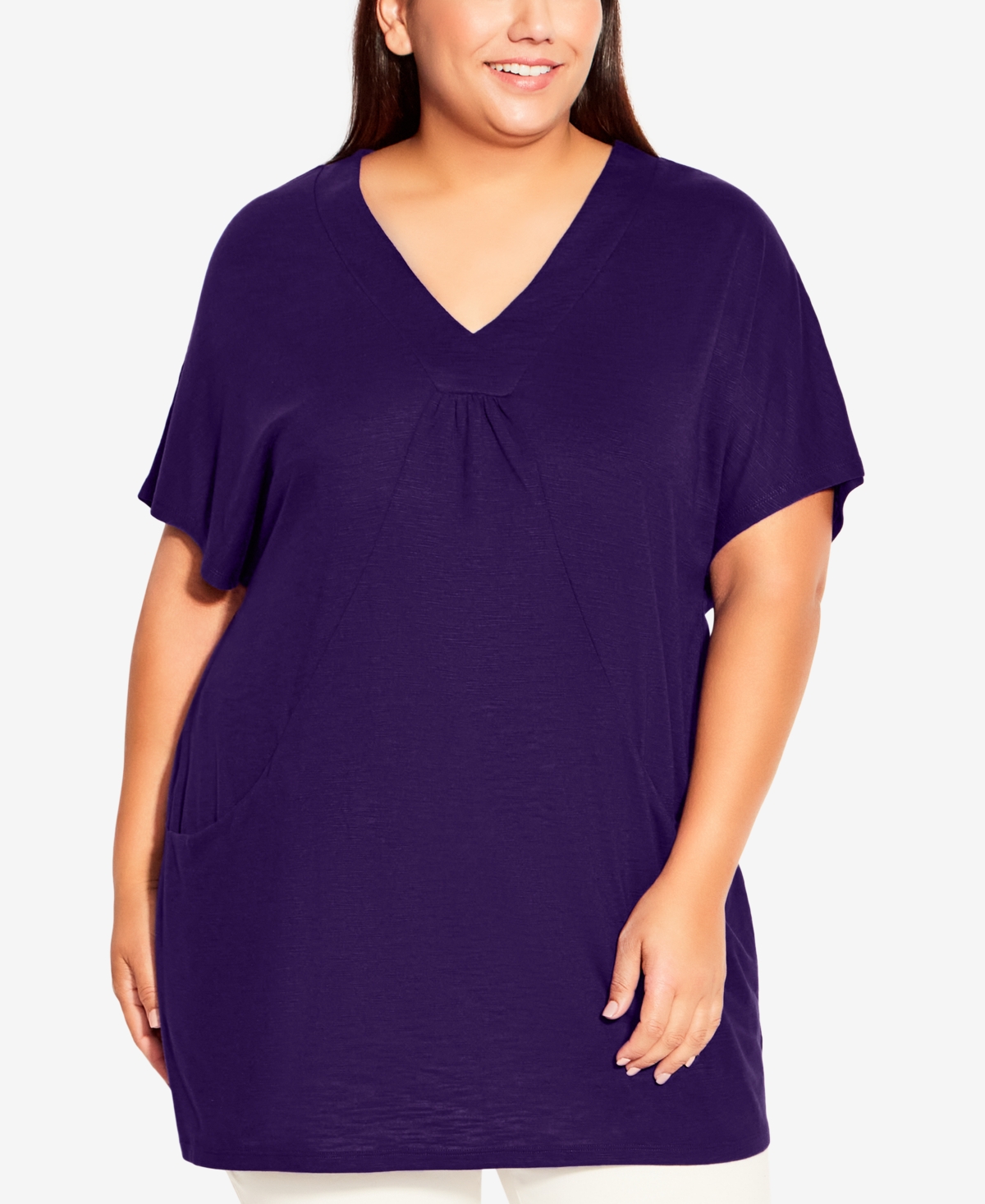 Avenue Plus Size Pocket Pleat Tunic Top