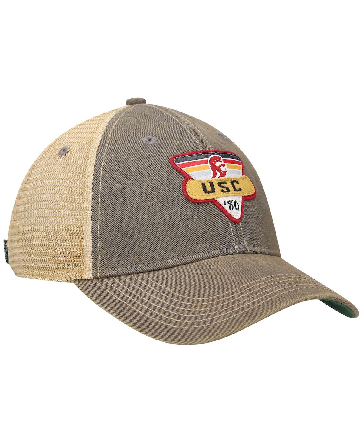 LEGACY ATHLETIC MEN'S GRAY USC TROJANS LEGACY POINT OLD FAVORITE TRUCKER SNAPBACK HAT 