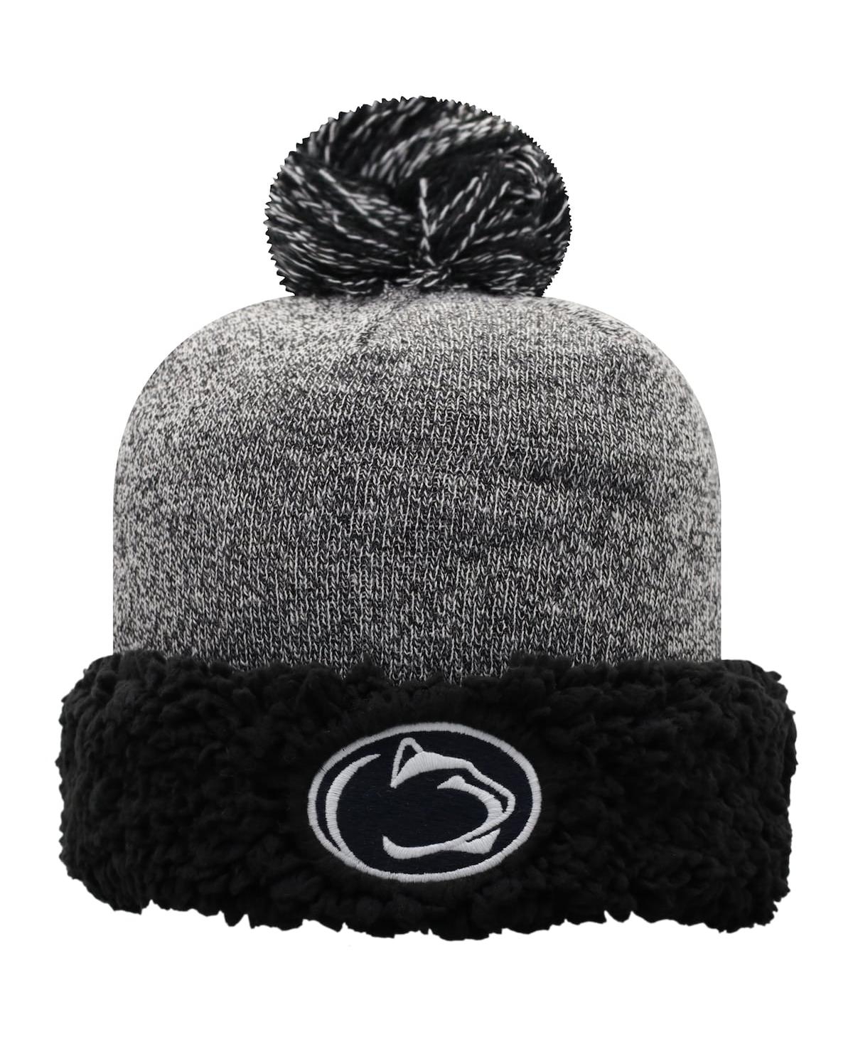 Women's Top of the World Black Penn State Nittany Lions Snug Cuffed Knit Hat with Pom - Black