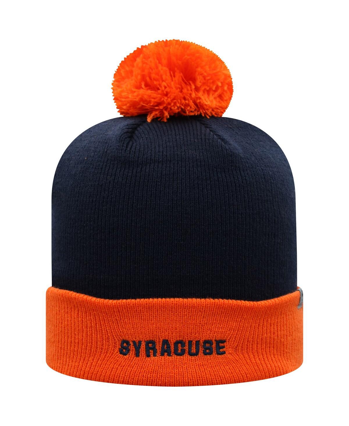 Top Of The World Men's  Navy And Orange Syracuse Orange Core 2-tone Cuffed Knit Hat With Pom In Navy,orange