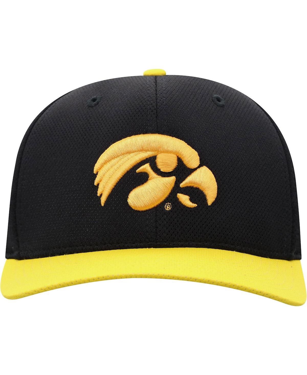 Shop Top Of The World Men's  Black, Gold Iowa Hawkeyes Two-tone Reflex Hybrid Tech Flex Hat