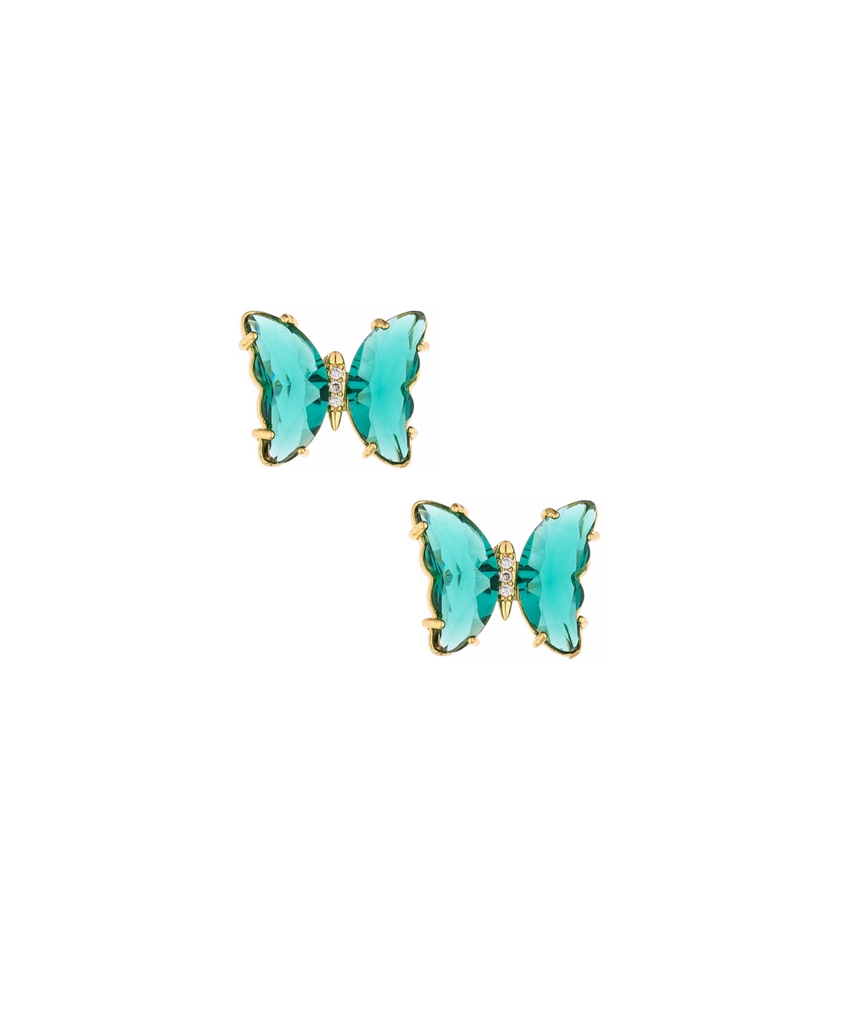 Ettika 18k Gold-plated Color Crystal Butterfly Stud Earrings In Green
