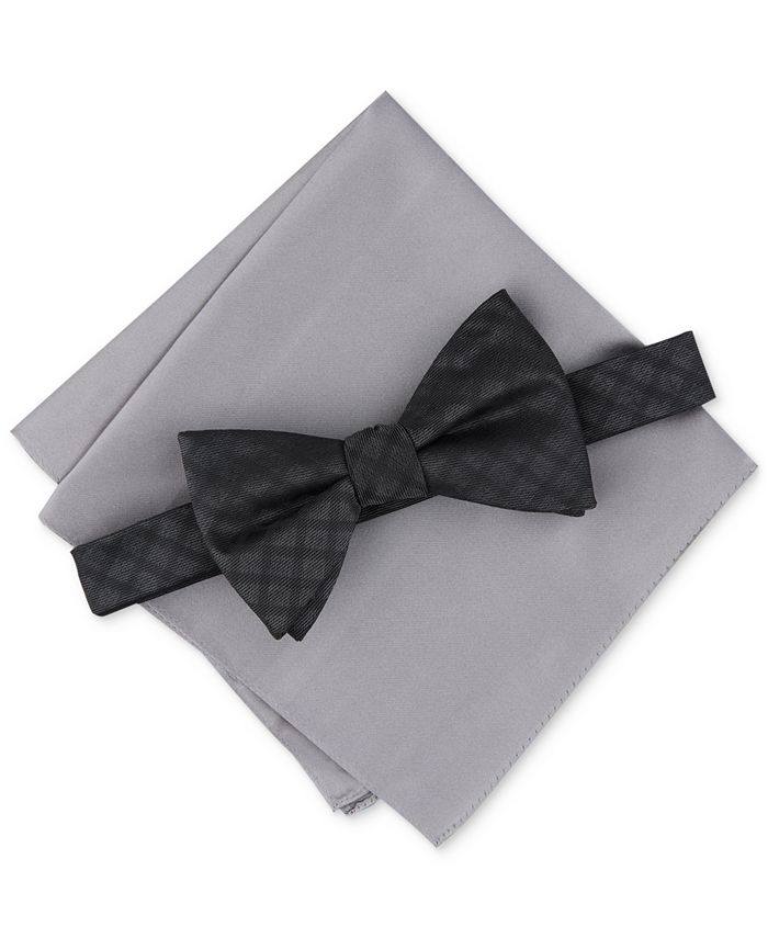 Alfani Men's Gahln Check Bow Tie & Pocket Square, Created for Macy's
