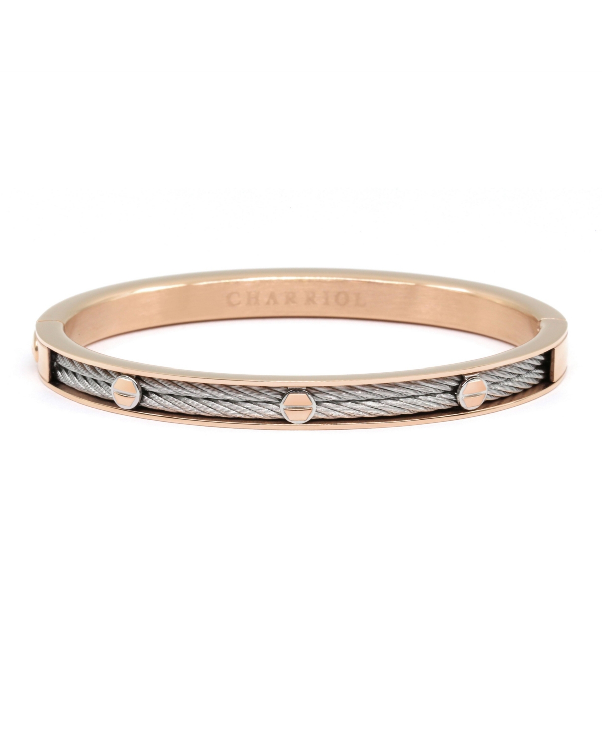Charriol Forever Eternity Stainless Steel Bangle In Rose Gold-tone,stainless Steel
