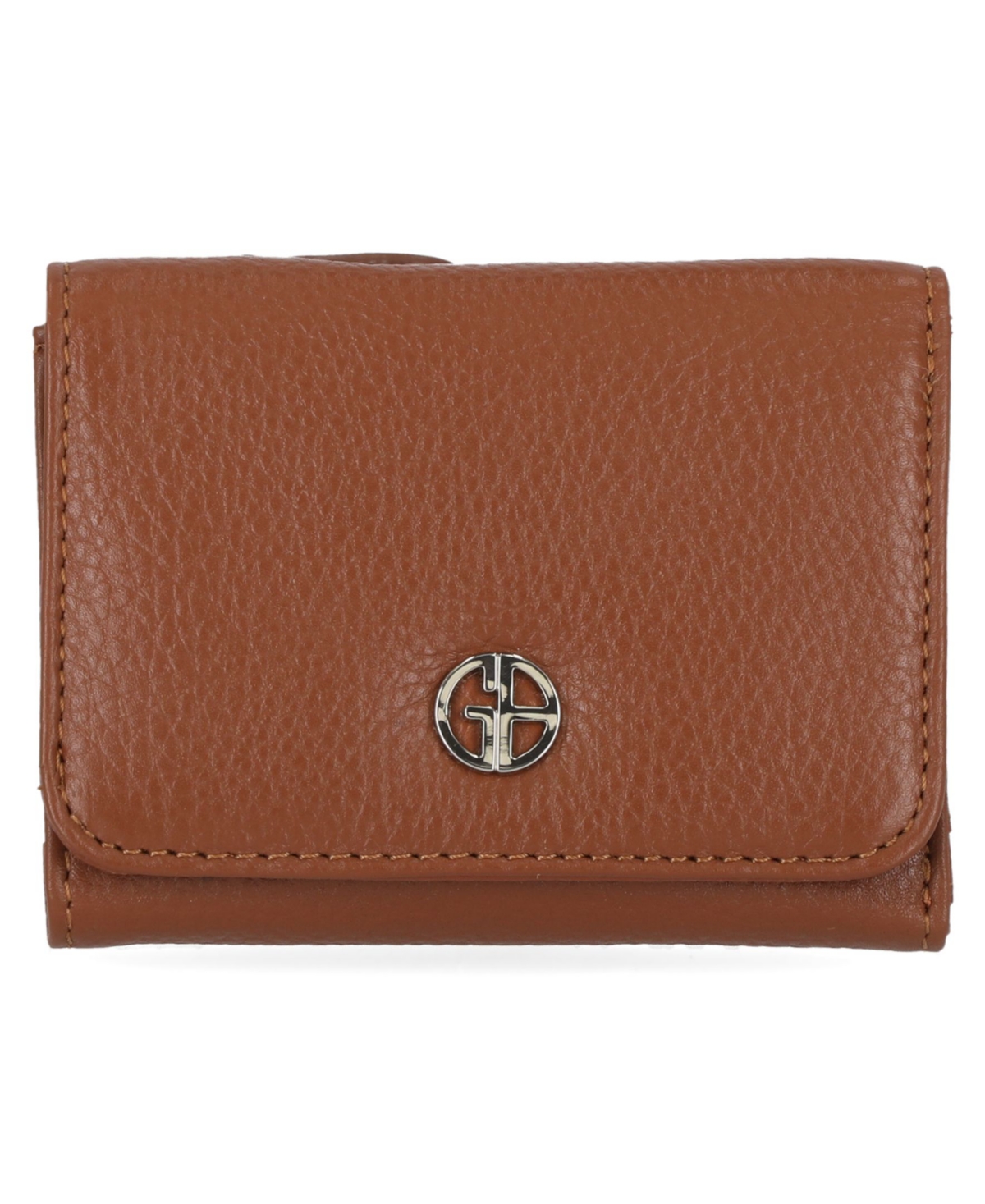 Giani Bernini Softy Leather Trifold Wallet, Created For Macy's In Cognac,silver