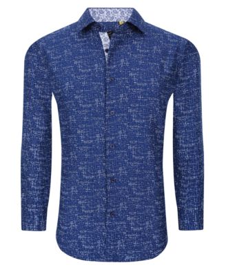 Men's Business Geometric Long Sleeve Button Down Shirt