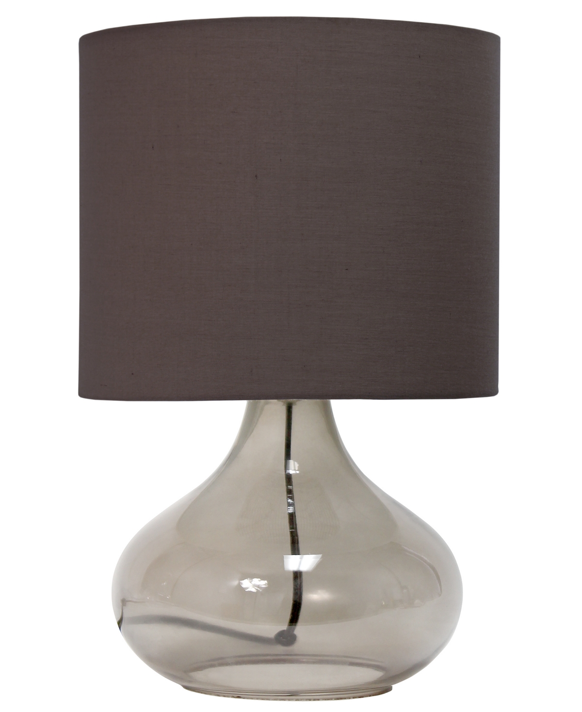 Shop Simple Designs Glass Raindrop Table Lamp With Fabric Shade, Green With White Shade In Smoke,gray