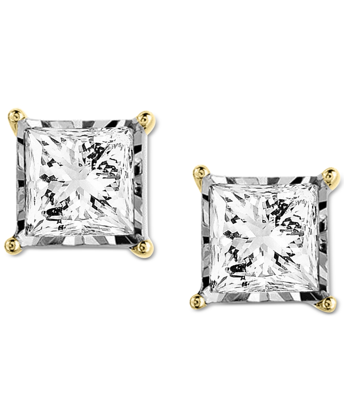TruMiracle Diamond Princess Stud Earrings (3/4 ct. t.w.) in 14k White Gold, Gold or Rose Gold