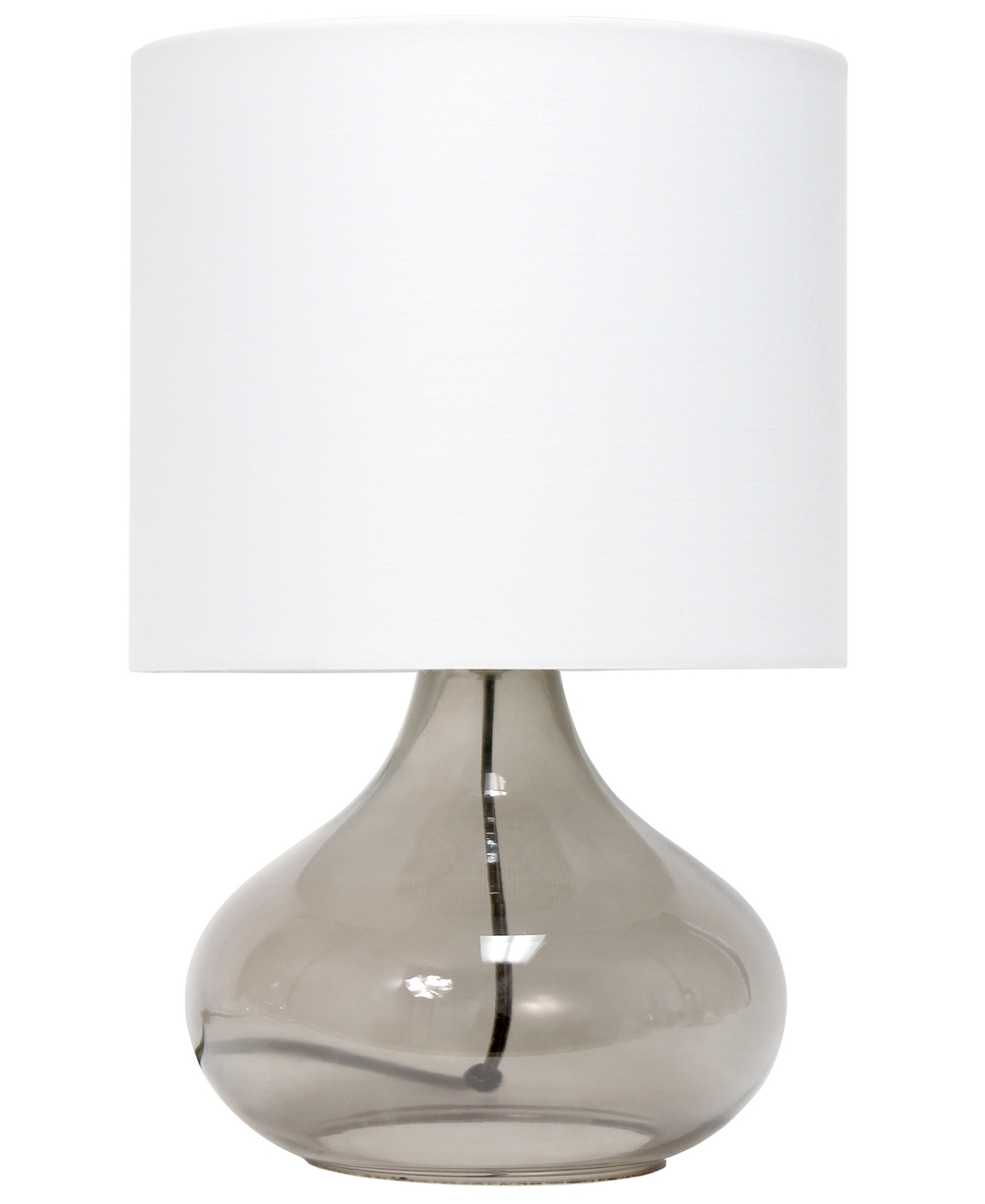 Shop Simple Designs Glass Raindrop Table Lamp With Fabric Shade, Green With White Shade In Smoke,white