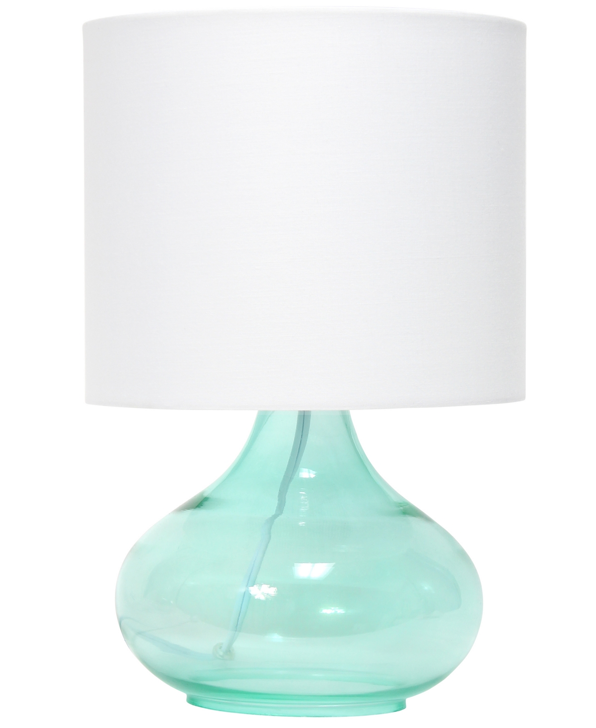 Shop Simple Designs Glass Raindrop Table Lamp With Fabric Shade, Green With White Shade In Aqua,white