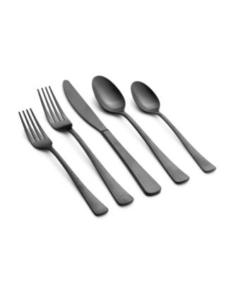 Cambridge Silversmiths Brody Black Satin Hammered Flatware Set, 20 ...