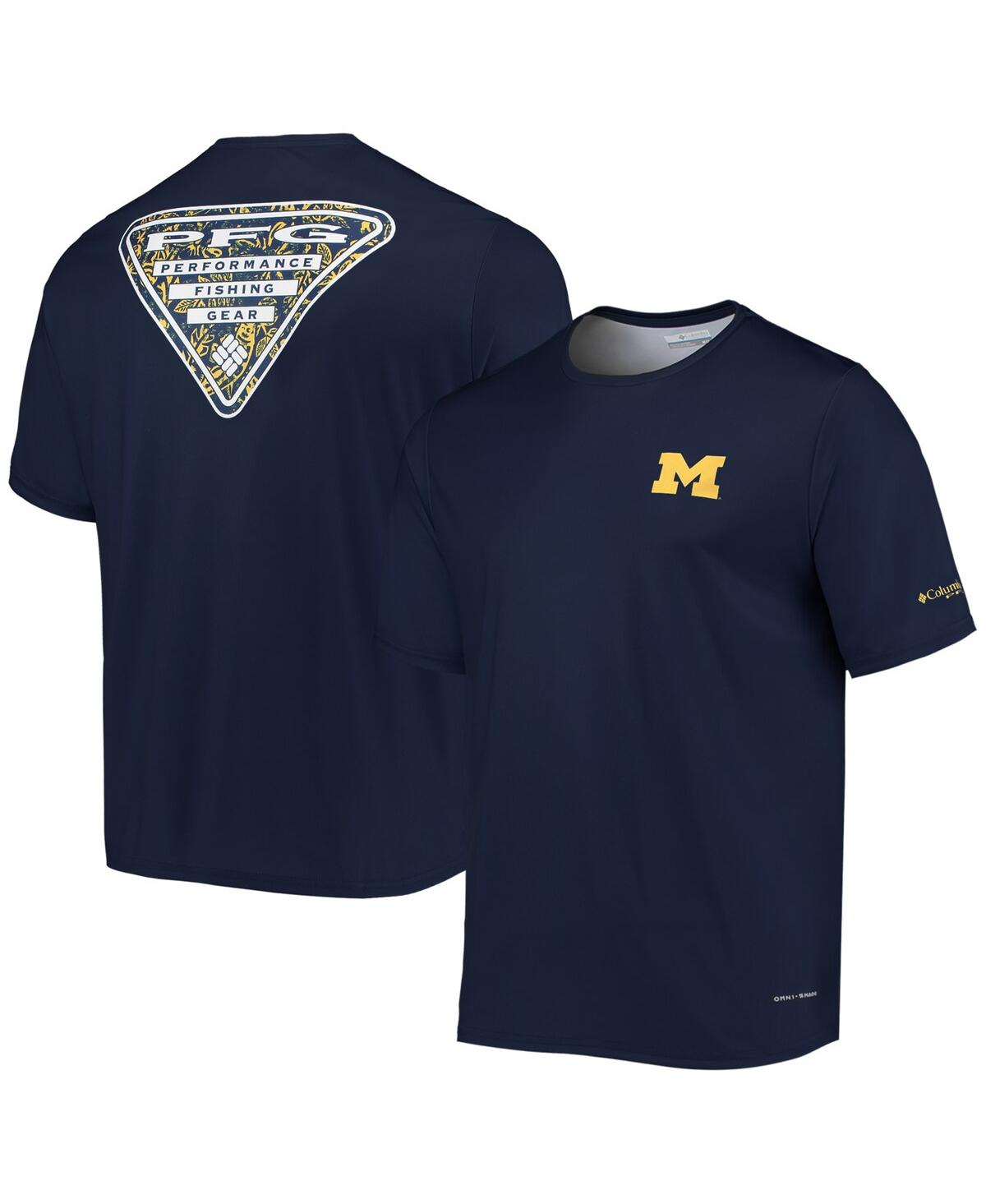 Shop Columbia Men's  Navy Michigan Wolverines Terminal Tackle Omni-shade T-shirt