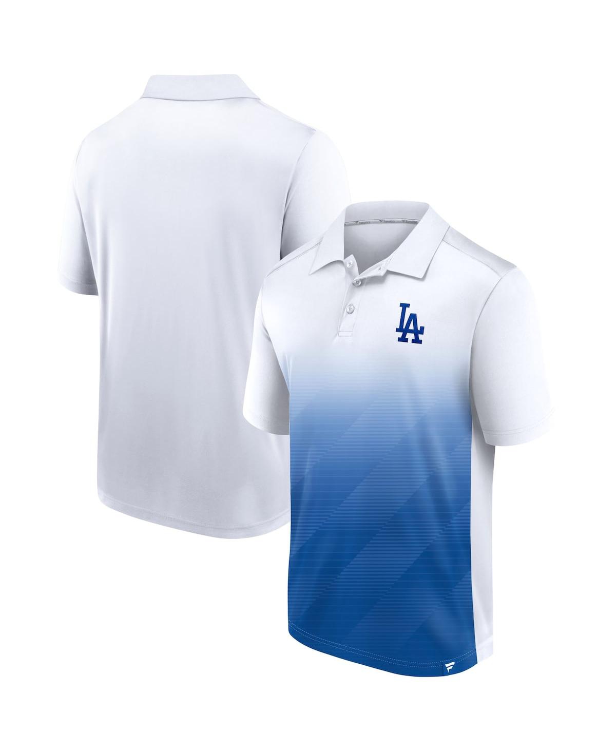 Fanatics Men's  White And Royal Los Angeles Dodgers Iconic Parameter Sublimated Polo Shirt In White,royal