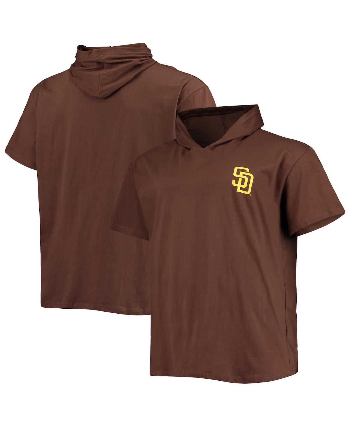 PROFILE MEN'S BROWN SAN DIEGO PADRES BIG TALL JERSEY SHORT SLEEVE PULLOVER HOODIE T-SHIRT