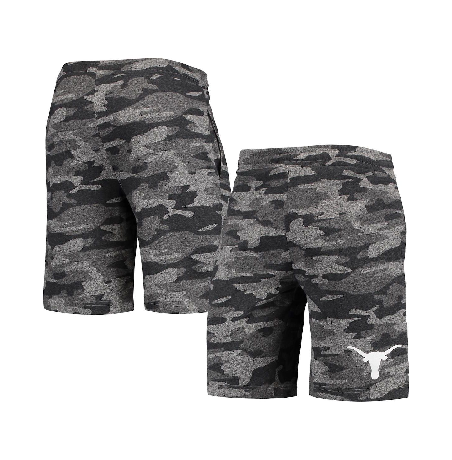 Мужские шорты Concepts Sport Charcoal, Gray Texas Longhorns Camo Backup Terry Jam Lounge Shorts — фото 1