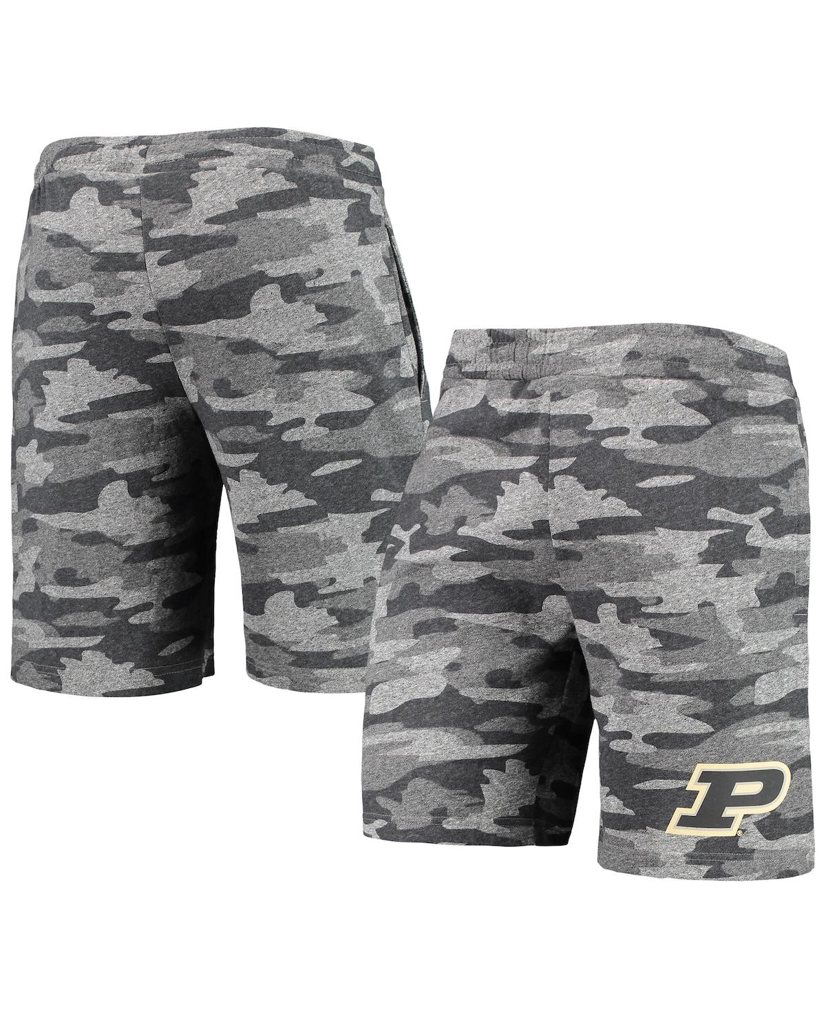 Shop Concepts Sport Men's  Charcoal, Gray Purdue Boilermakers Camo Backup Terry Jam Lounge Shorts In Charcoal,gray