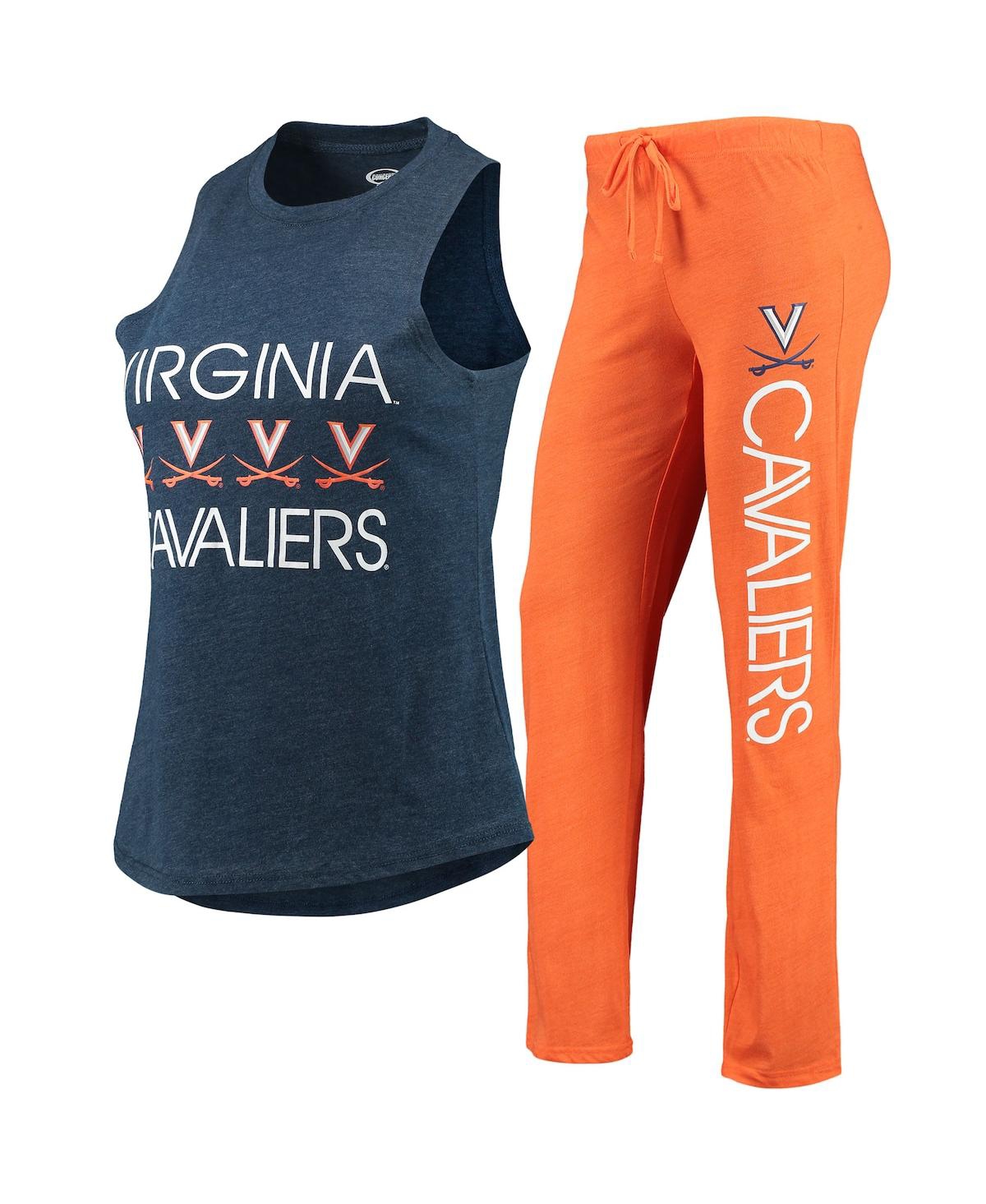 Women's Concepts Sport Orange, Navy Virginia Cavaliers Tank Top and Pants Sleep Set - Orange, Navy