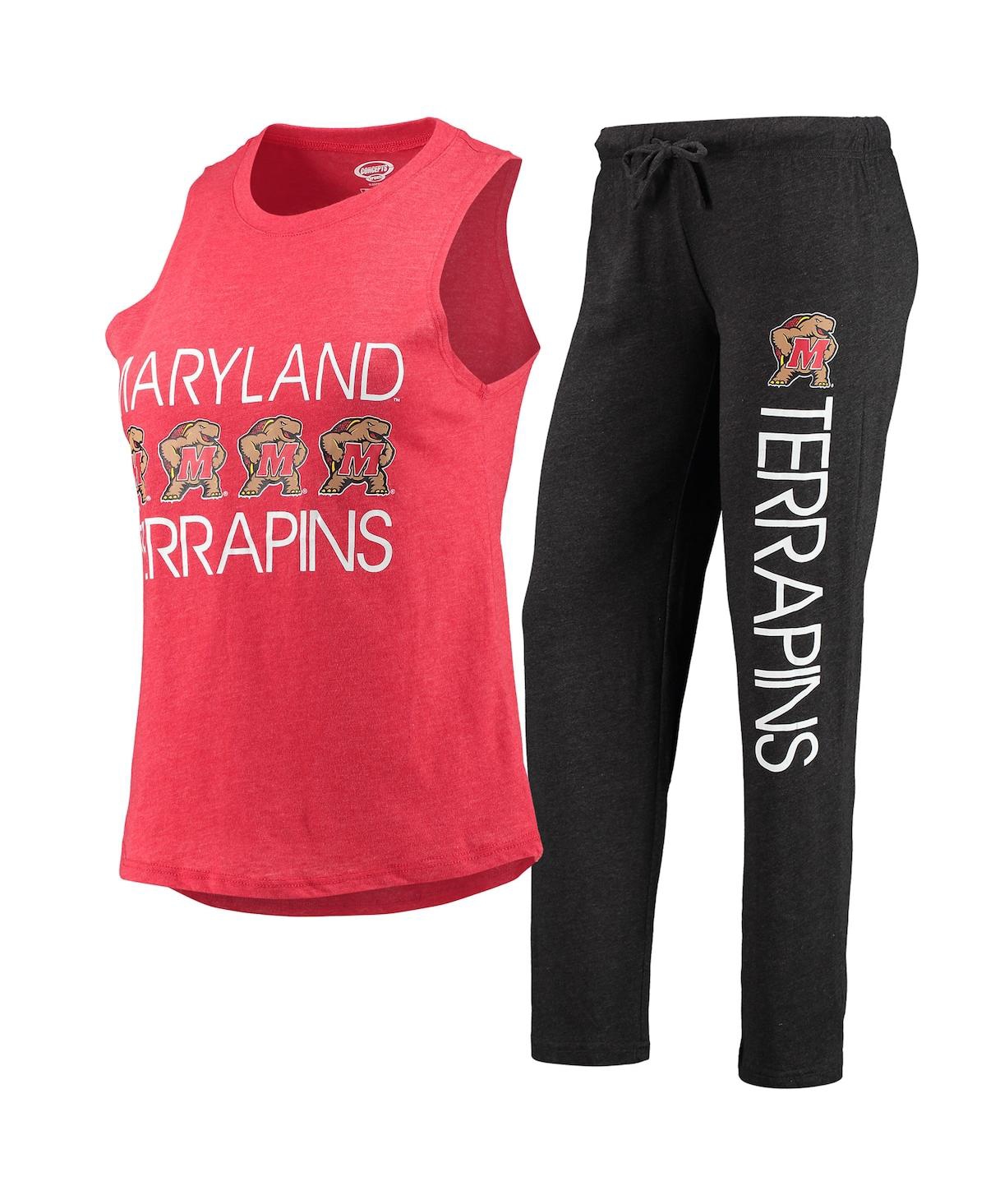 Women's Concepts Sport Black, Red Maryland Terrapins Tank Top and Pants Sleep Set - Black, Red