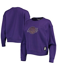 Women's Purple Los Angeles Lakers Carrie Rhinestone Pullover Sweatshirt