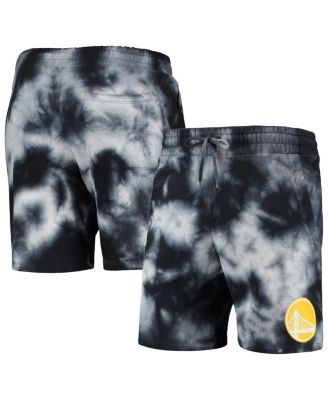 Men's Black Golden State Warriors Fleece Tie-Dye Shorts