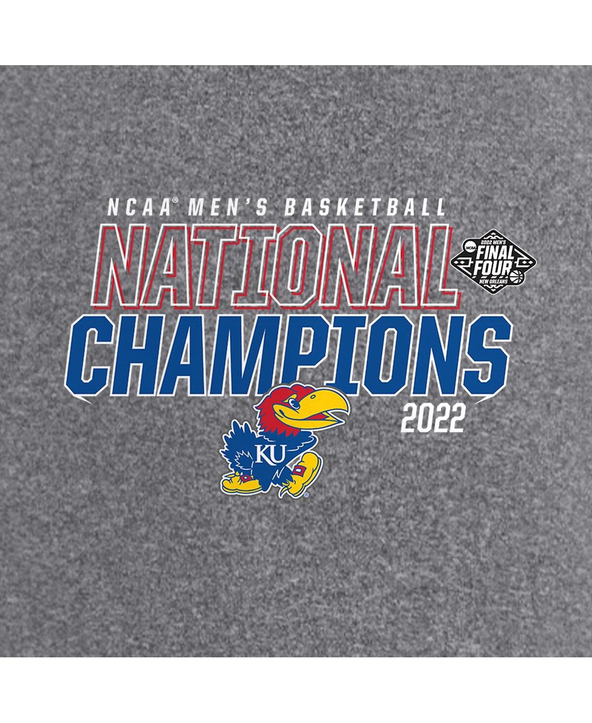 Men'sKansas Jayhawks 2022 Ncaa Men's Basketball National Champions Synthetic T-shirt - Heathered Gray