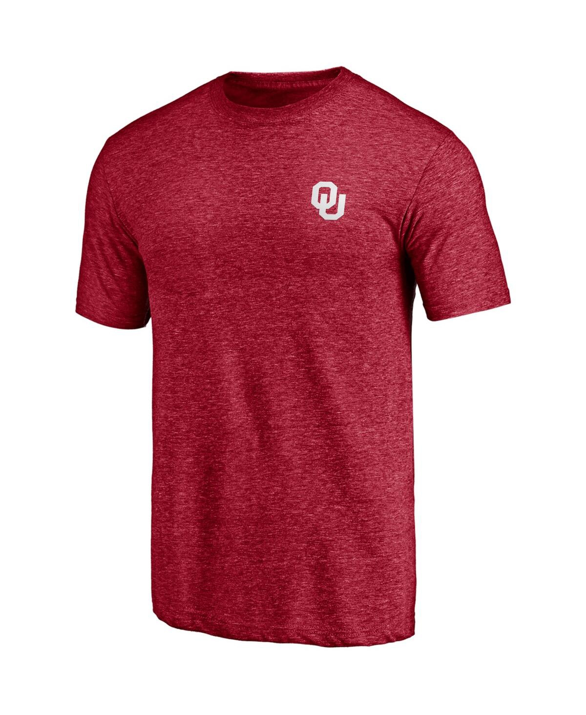 Shop Fanatics Men's  Heathered Crimson Oklahoma Sooners Wavy Tri-blend T-shirt