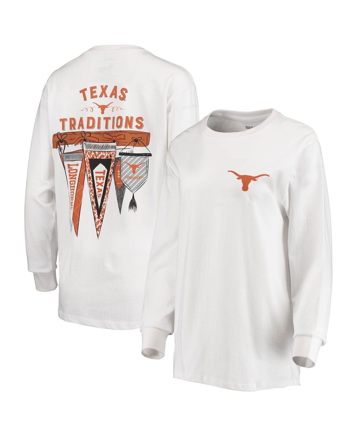 Shop Pressbox Women's  White Texas Longhorns Traditions Pennant Long Sleeve T-shirt