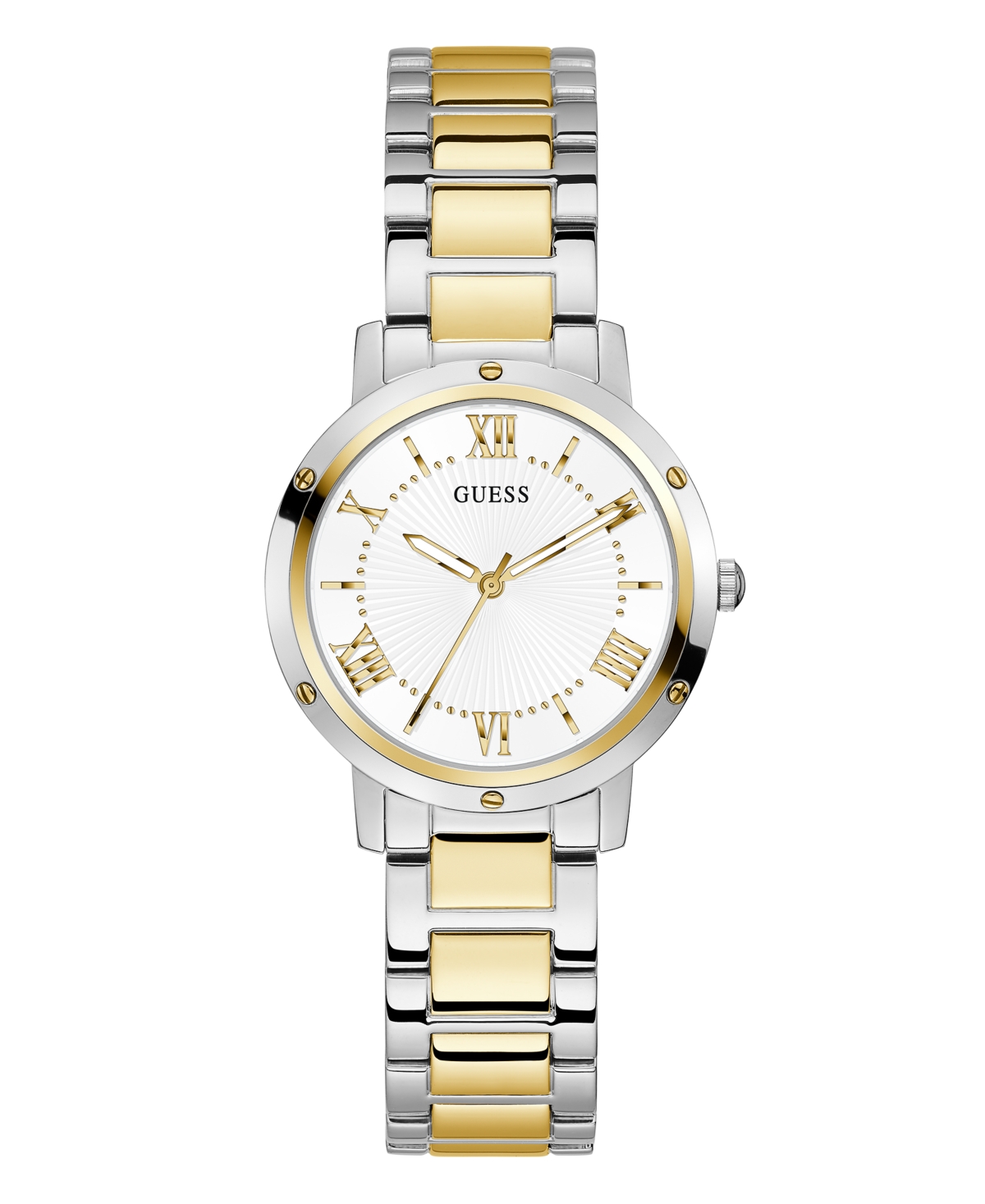 GUESS WOMEN'S TWO TONE STAINLESS STEEL BRACELET WATCH, 34MM