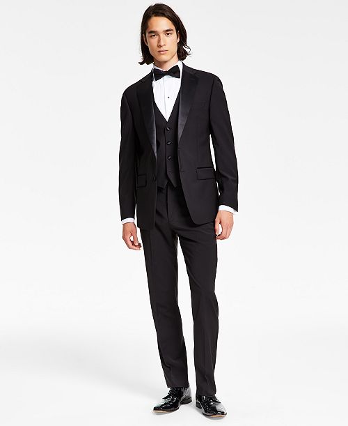 alfani Calvin Klein Men's Slim-Fit Infinite Stretch Black Tuxedo Suit Separates - CLOSE OUT Men's Fashion & Accessories