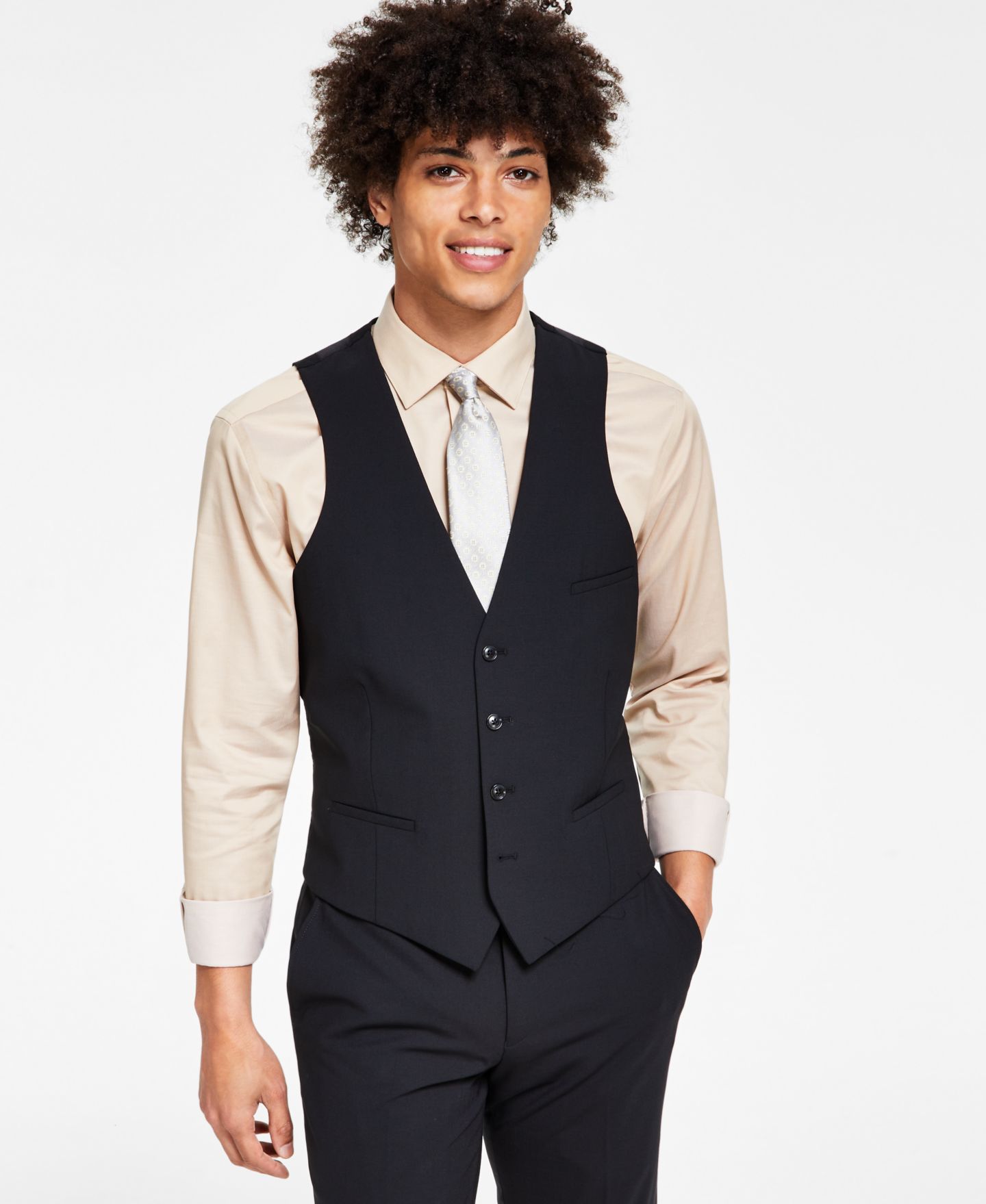 Мужской жилет Bar III Slim-Fit Wool Suit Vest, цвет: Чёрный — фото 1