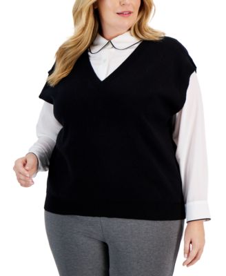 Anne Klein Plus Size Milano V-Neck Sweater Vest Macy's