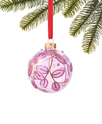Holiday Lane - Linen Holiday Glass Iridescent Ball Ornament with Swirl Design