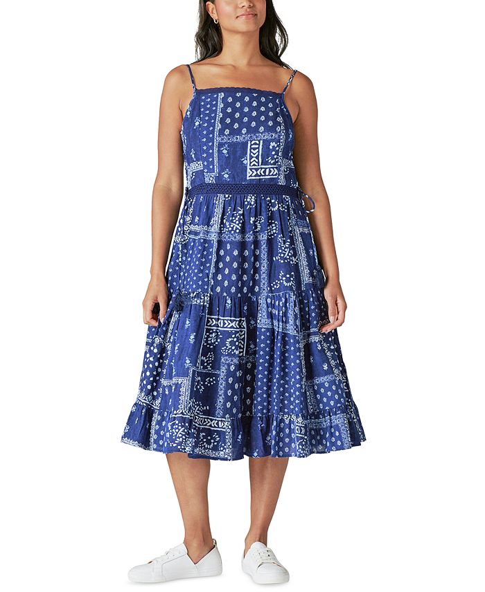 Lucky Brand Women's Block-Print Midi Dress - Macy's