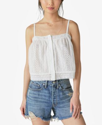 Lucky Brand Floral-Print Button-Front Camisole Top - Macy's