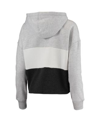 Women's '47 Heathered Gray, Heathered Black Brooklyn Nets Lizzy Cutoff Pullover Hoodie