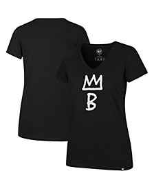 Women's '47 Black Brooklyn Nets Imprint Ultra Rival City Edition V-Neck T-shirt