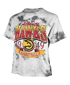 Women's '47 White and Black Atlanta Hawks 2021/22 City Edition Vintage-Like Tie-Dye Tubular Cropped T-shirt