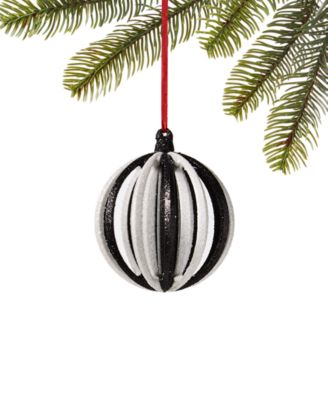 Holiday Lane - Black & White Glitter Ball Ornament