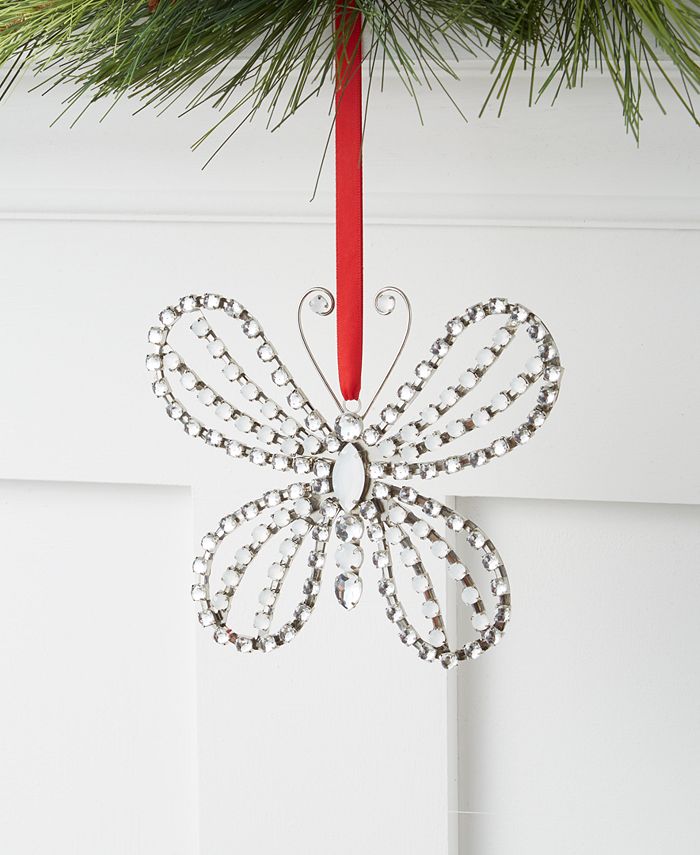 Holiday Lane Crystal Elegance Jewel Butterfly Ornament, Created for