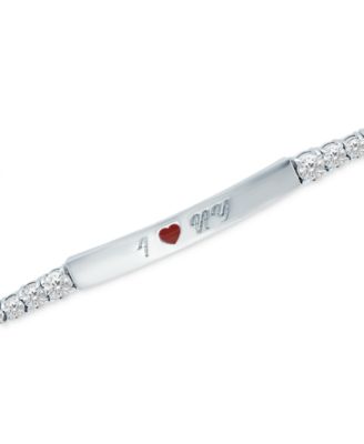 Cubic Zirconia & Enamel Heart "I Love NY" Bolo Bracelet in Sterling Silver, Created for Macy's 