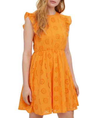 Vero Moda Women's Naima Eyelet Flutter-Sleeve Dress