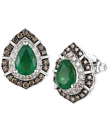 Emerald (1-1/4 ct. t.w.) & Diamond (5/8 ct. t.w.) Stud Earrings in 14k White Gold