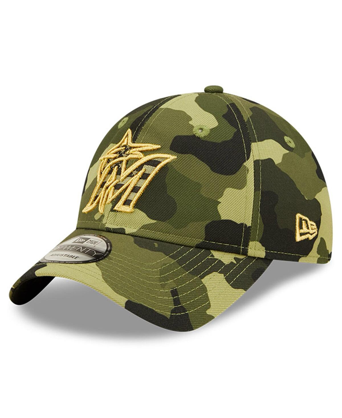NEW ERA MEN'S NEW ERA CAMO MIAMI MARLINS 2022 ARMED FORCES DAY 9TWENTY ADJUSTABLE HAT 