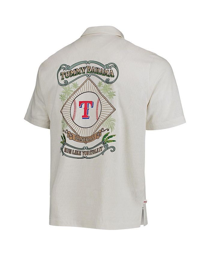 Tommy Bahama Men's Cream Texas Rangers Baseball Camp ButtonUp Shirt