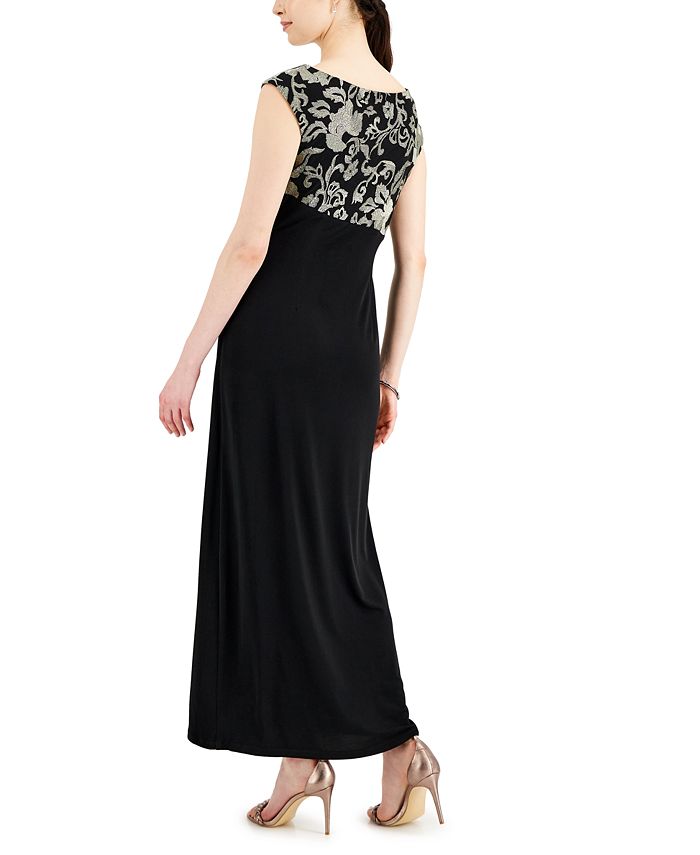 Connected Petite Embroidered Gathered-Waist Gown - Macy's