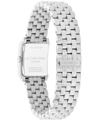 Women's Swiss Elongated Stainless Steel Bracelet Watch 19mm